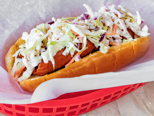 hot dog with cole slaw